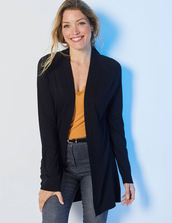 Gilet porter ouvert, manches longues (noir) Gilet porter ouvert, manches longues (noir)